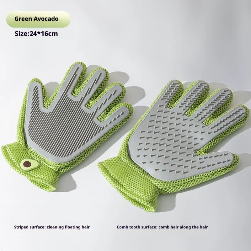 GroomGlove coarse side showing deshedding bristles for detangling